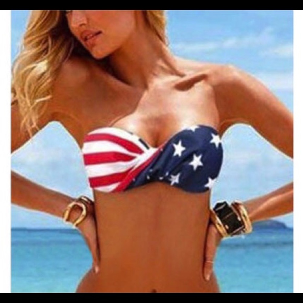 American flag Bandeau twist bikini top